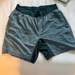 Lululemon Athletica Men's Dark Green and Gray Athletic Shorts